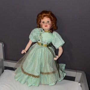 Elegant Green Doll with Red Hair vintage